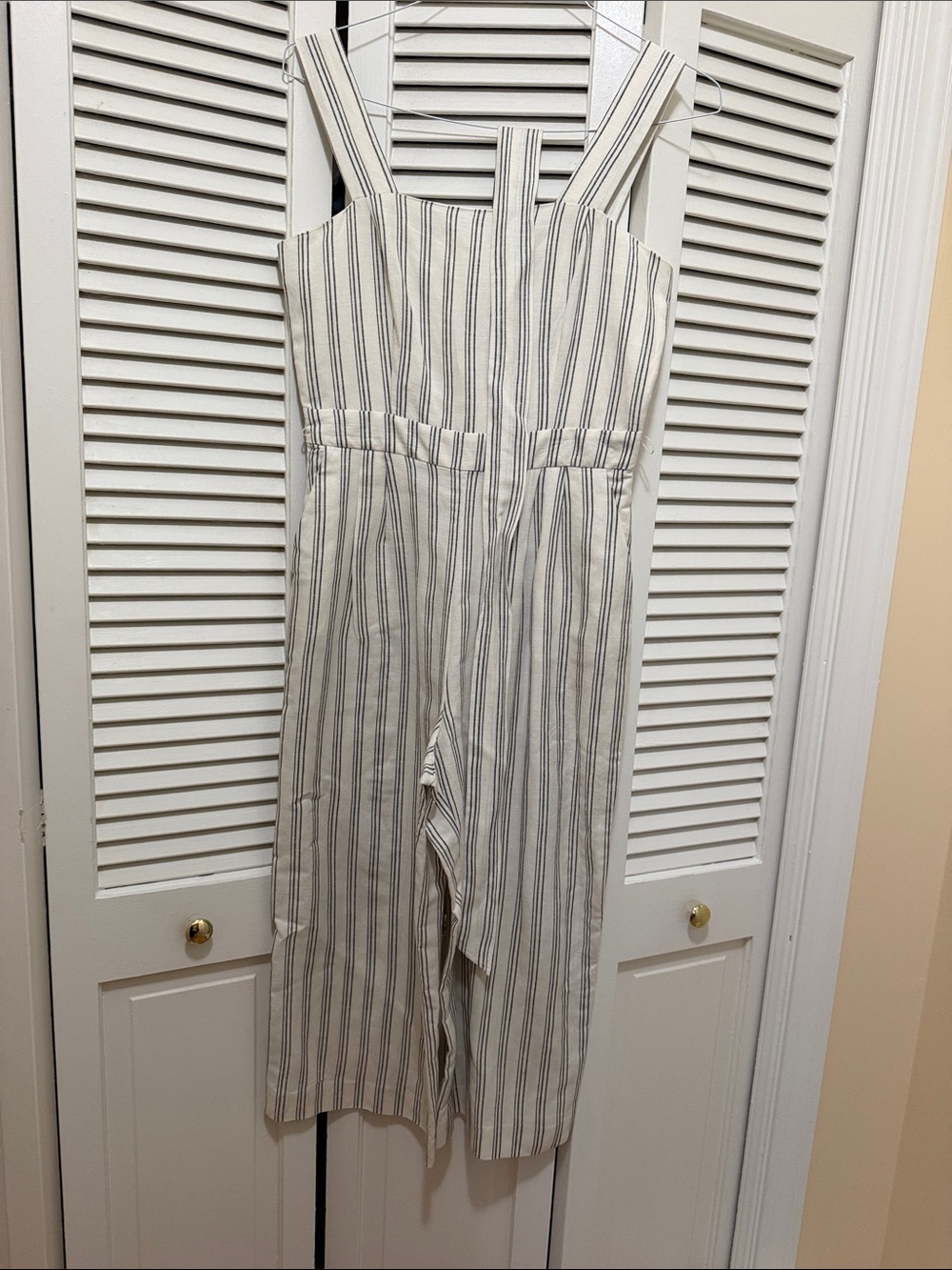 Ann Taylor Striped Sleeveless Romper in Cream & Navy